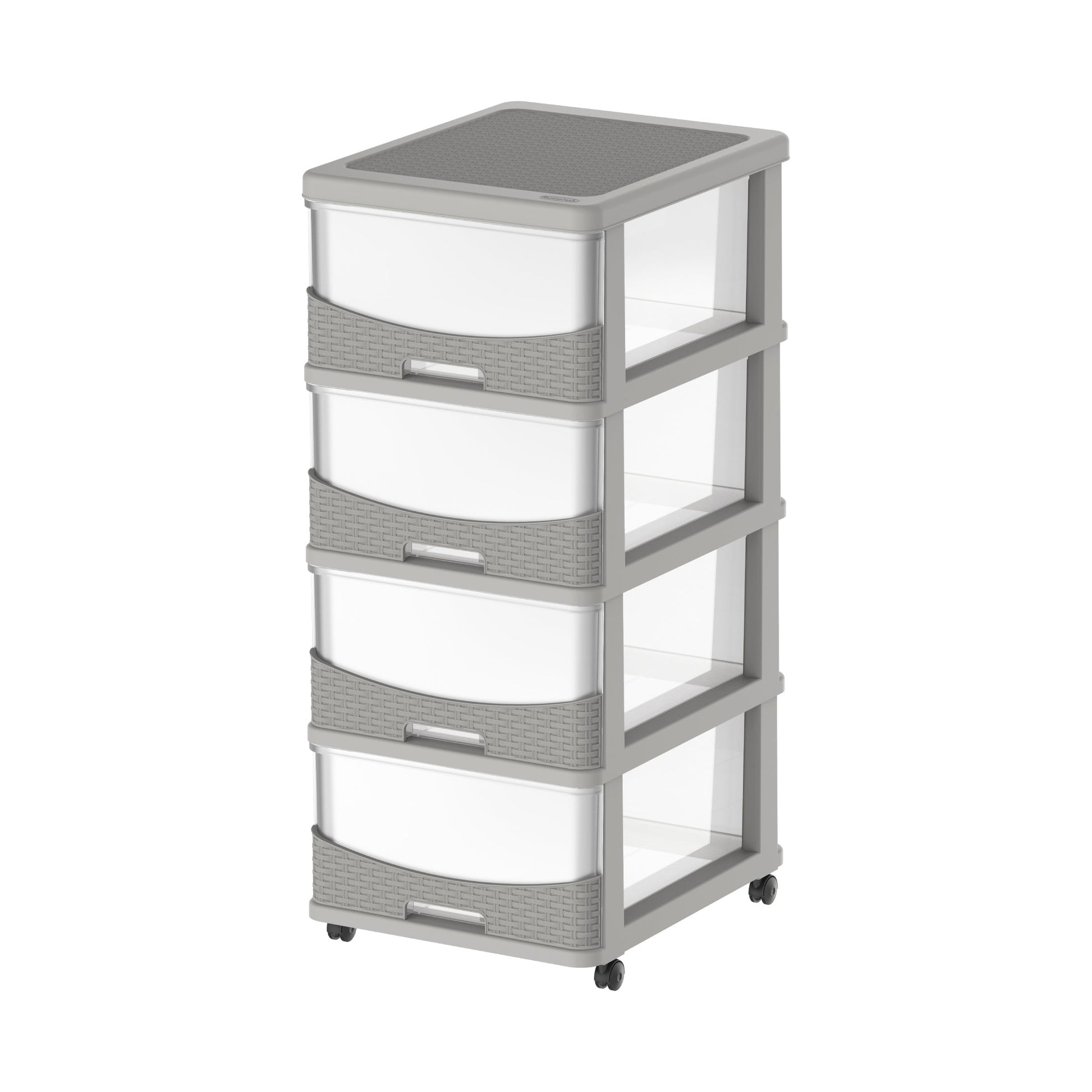 4 Tiers Storage Cabinet with Drawers & Wheels