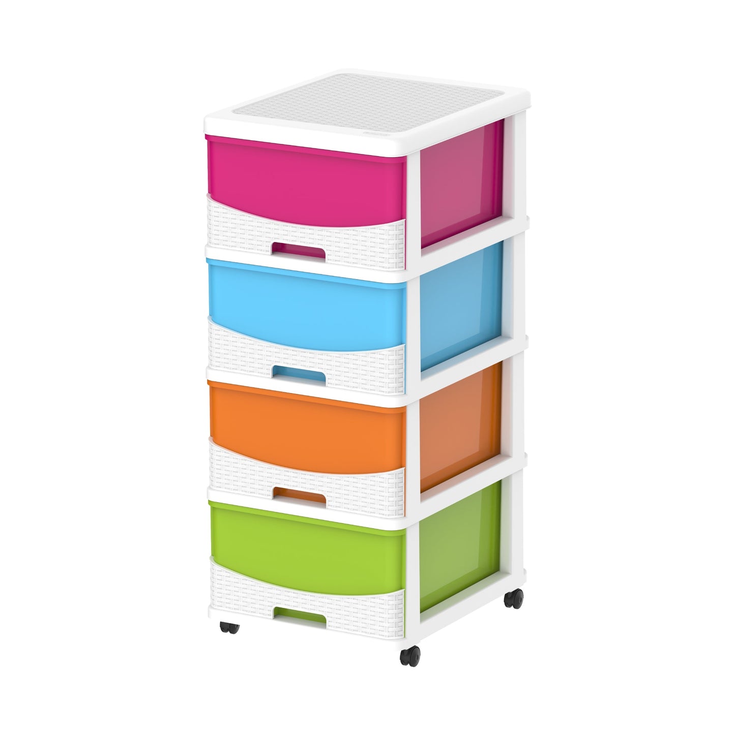 4 Tiers Storage Cabinet with Drawers & Wheels