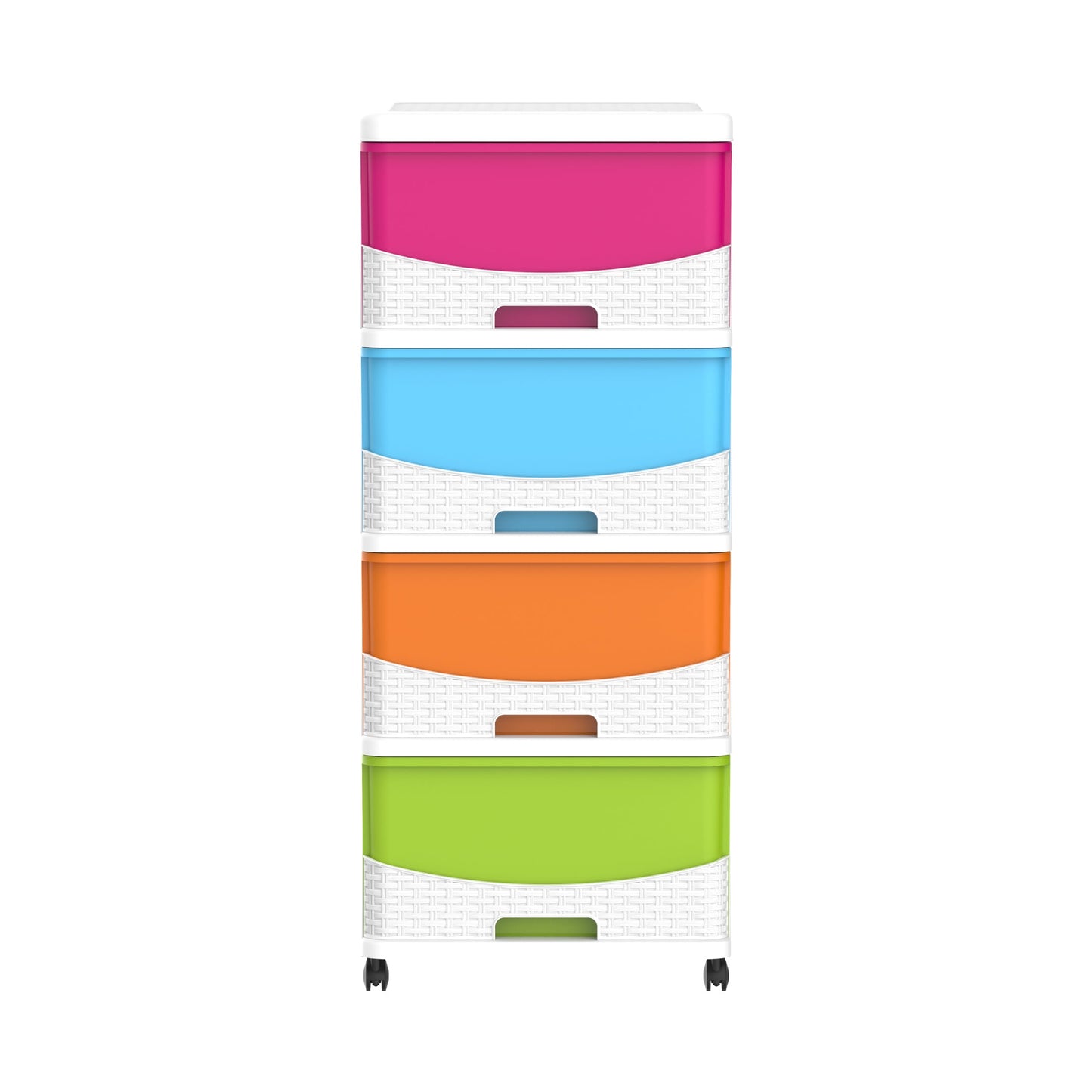 4 Tiers Storage Cabinet with Drawers & Wheels