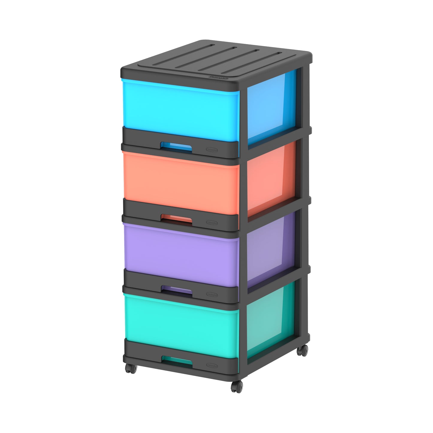 4 Tiers Storage Cabinet with Drawers & Wheels