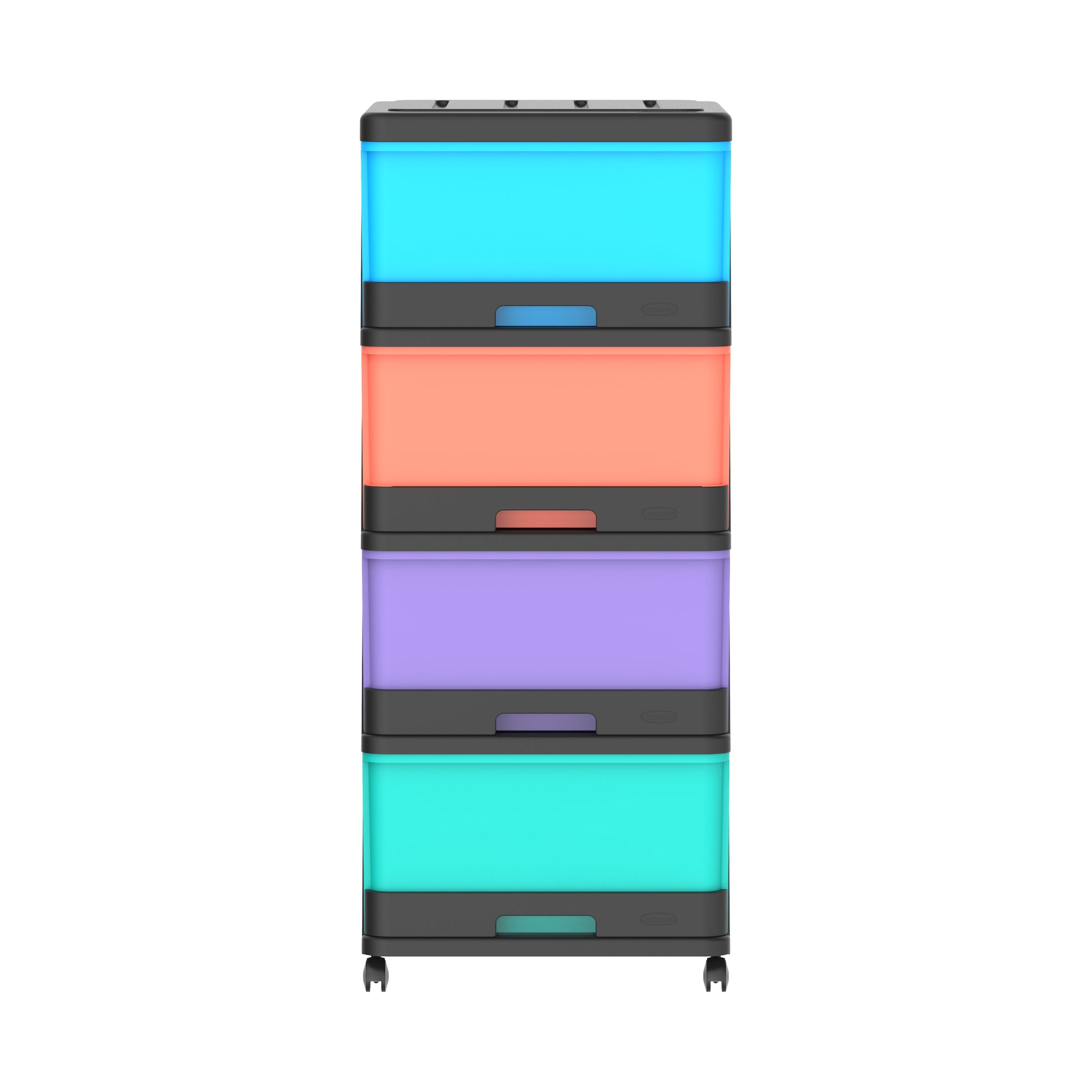 4 Tiers Storage Cabinet with Drawers & Wheels