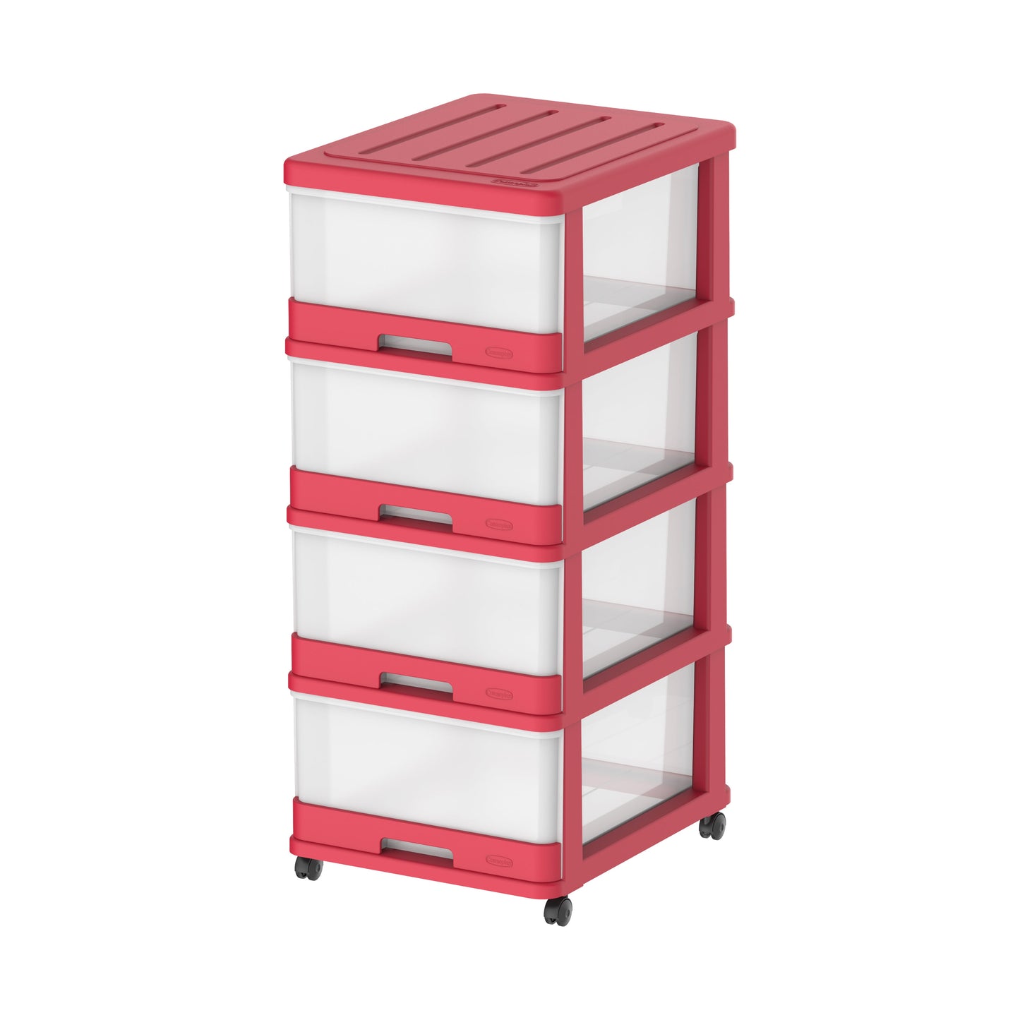 4 Tiers Storage Cabinet with Drawers & Wheels