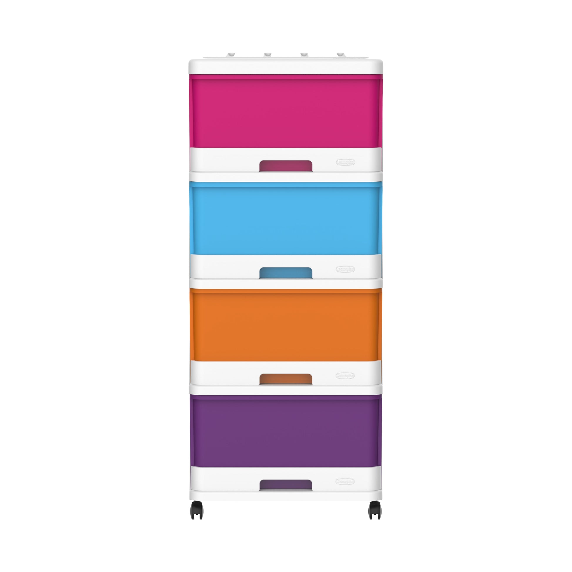 4 Tiers Storage Cabinet with Drawers & Wheels