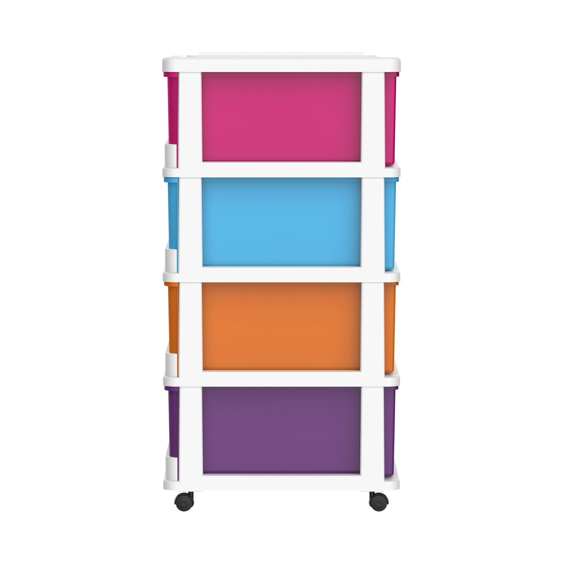 4 Tiers Storage Cabinet with Drawers & Wheels