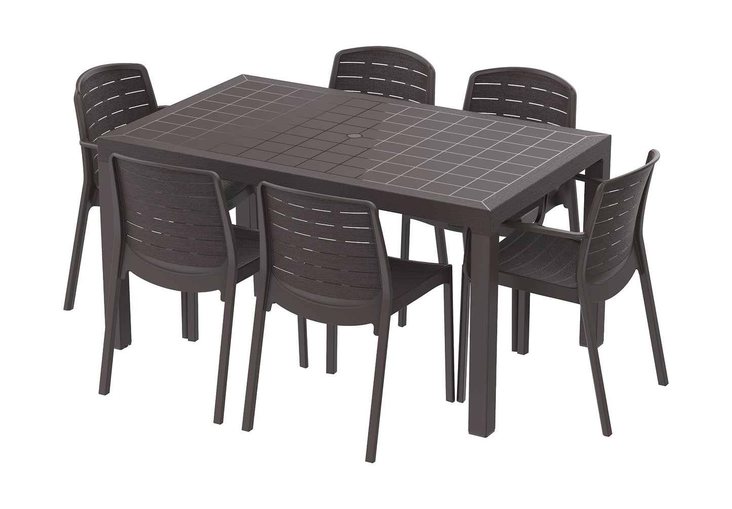 Cedargrain 6-seater Outdoor Dining Set of Table & Chairs - Cosmoplast Bahrain