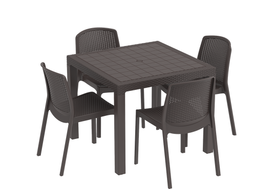 Cedarattan 4-seater Outdoor Dining Set of Table & Chairs - Cosmoplast Bahrain