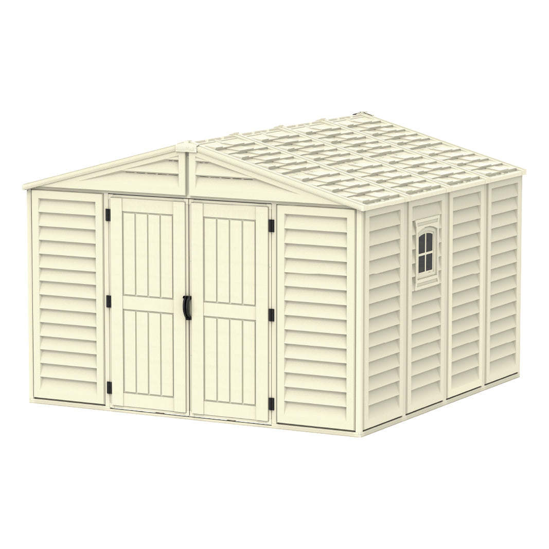 WoodBridge 10.5x10.5ft (324.8x326x233.2 cm) Resin Garden Storage Shed - Cosmoplast Bahrain